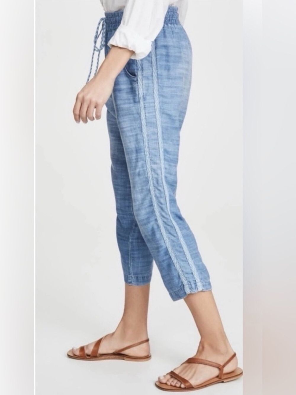 Bella Dahl Tencel pullon pant cropped Medium stretch waist pockets drawstring